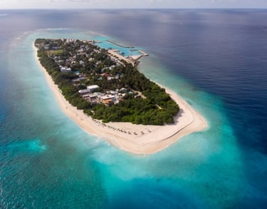 a small island with a small island in the middle of the ocean