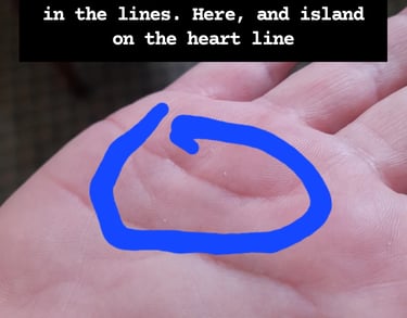 palmistry a heartline with a drooping island