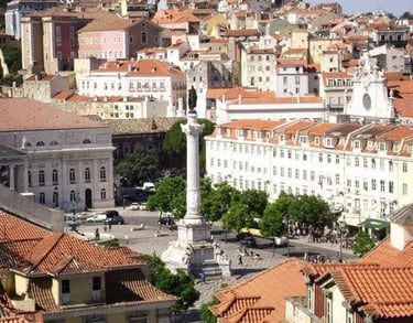 Lisbon -Statue of King Pedro IV on top of a column at Rossio Square