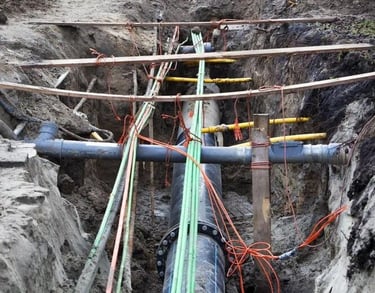 utilities running under ground in a mesh