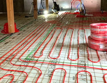 radiant in floor heating pipes uncovered