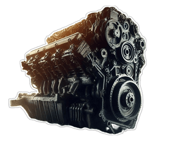 a large engine engine with gears on a black background