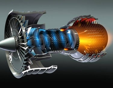 Funcionamiento de un motor de avión