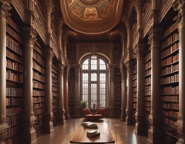 library with high ceiling mockup
