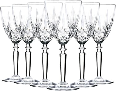 a set of six crystal wine glasses