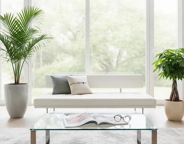 Plantas de interior en una sala de espera, creando ambiente