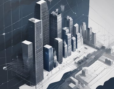 a man riding a skateboard down a street next to tall buildings