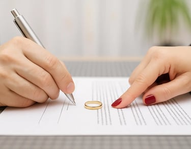 a woman's hands holding a pen and signing a document