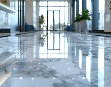 a large marble floor in a hotel lobby