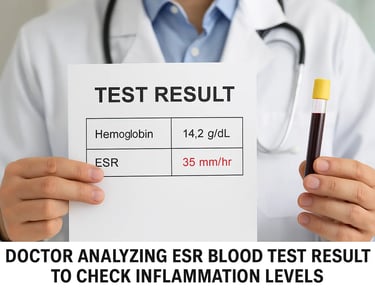 Doctor analyzing ESR blood test result to check inflammation levels