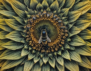 A honey bee in a sunflower
