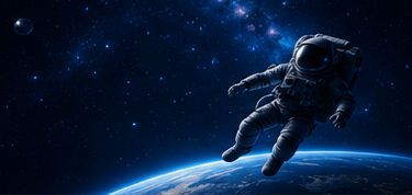 Astronauta w kosmosie, symbol strony nie znalezionej.