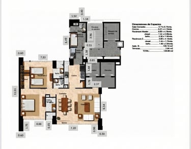 Plano de Departamento en Bosque Real Towers
