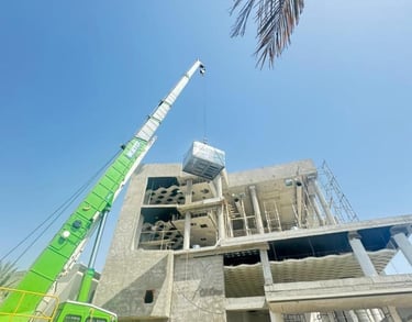 a crane is being used to lift a crane