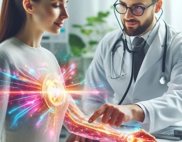Doctor checking photon and frequency levels