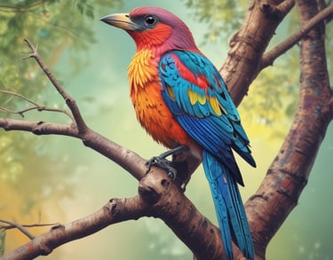 A colourful bird singing with frequencies
