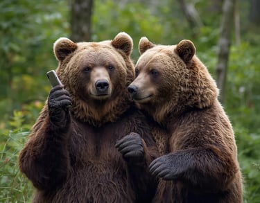 Two bears making a discovery call to Maree Gifkins