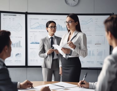 a man riding a skateboard down a street next to tall buildings