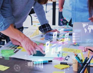 a group of people working on a project
