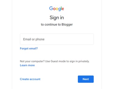 Blogger sign in