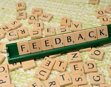 block letters forming word "feedback" symbolizing blog post for augusta precious metals customer reviews