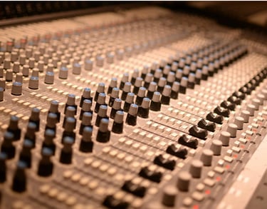 a sound board with a sound board and a microphone