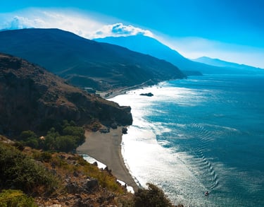 River meeting the sea at Preveli Beach