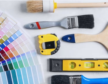 a variety of tools for painting and decorating