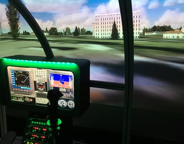 a helicopter simulator cockpit
