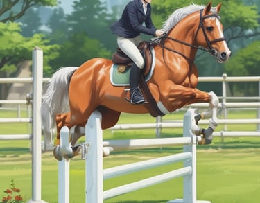 a woman riding a horse in a field