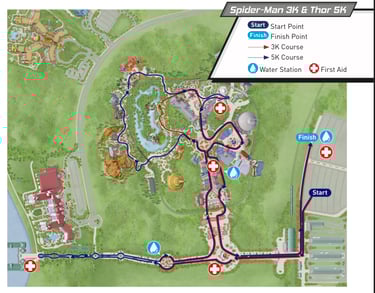 2017 Hong Kong Disneyland Spider-Man 3K and Thor 5K Course Map