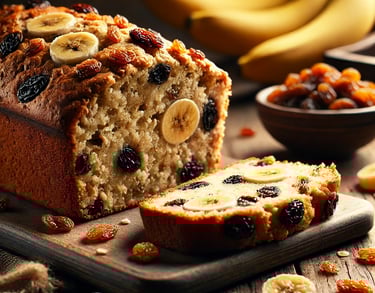 a loaf of bread with raisin and dried prunes