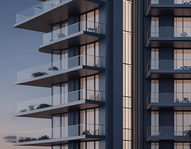 High-rise balcony glass railing with concealed base