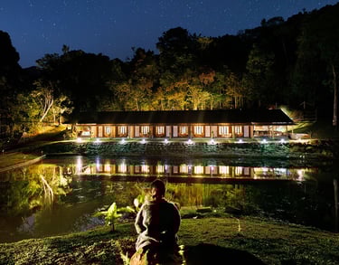 Jungle park resort, Wayanad under starry night.
