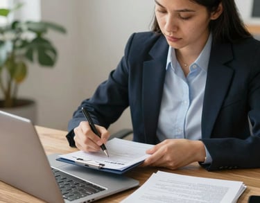 a man riding a skateboard down a street next to tall buildings