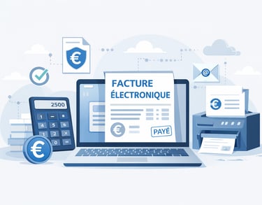 Illustration de la facturation électronique et de la dématérialisation des factures en entreprise.