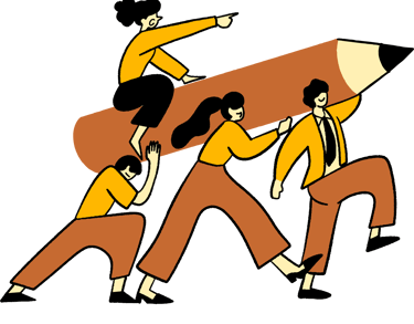 illustration of people wanting to write content