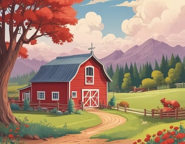 A red palmetto barn similar to the one where the team works at Reach One Media