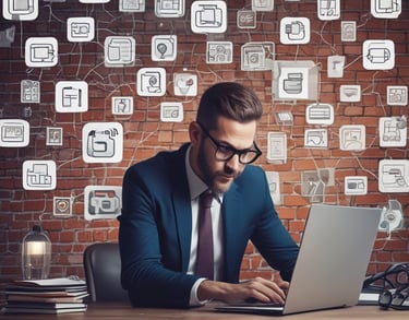 a man riding a skateboard down a street next to tall buildings