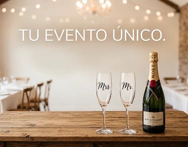 copas personalizadas para boda una copa dice MR y la otra Mrs a lado de una compa de champan