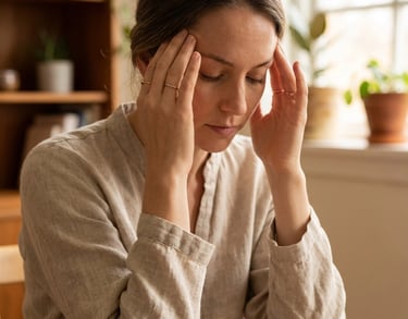 Woman experiencing anxiety during mental health counseling in Pike Road