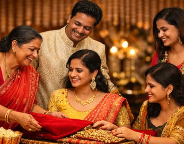 Indian family preparing trousseau gifts for wedding – Delhi NCR traditions