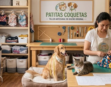 un taller de costura para perros y gatos de forma artesanal con un diseño original