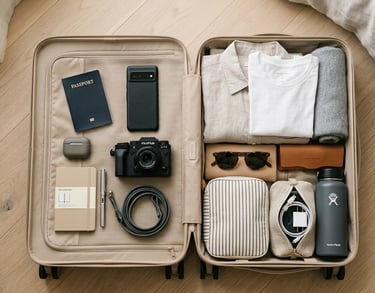 itens essenciais viagem internacional mala organizada passaporte acessórios