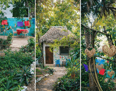 collage de vistas de mayan bungalow