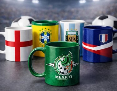 Tazas sublimadas con diseños del mundial de fútbol personalizadas
