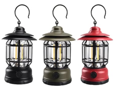Lampião LED Retrô Recarregável USB para Camping