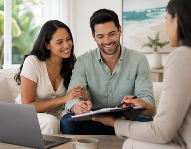 Consultation in a bright, airy space
