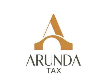 a logo for a business tax firm, logo Arundatax, simboliza el puente de Ronda con la Asesoría Fiscal 