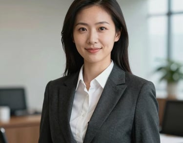 Professional portrait of a legal professional in business attire, clean composition with soft lighting in a North American / US office setting.
